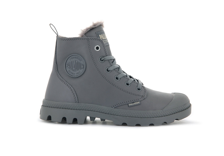 Palladium Pampa Hi Zip δερματινα S γκρι | FNK8143QP